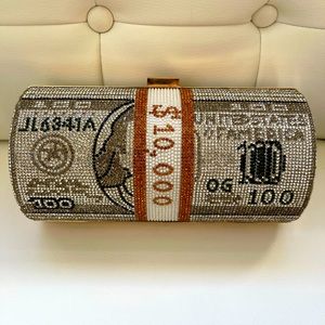 Money clutch Rhinestone purse 10000 Dollars clutch Dollar Crossbody purse